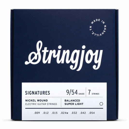 Stringjoy Signatures | 7 String Balanced Super Light Gauge (9-54) Nickel Wound Electric Guitar Strings